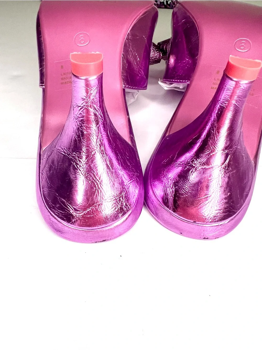Metallic Embellished Purple Mules w/ Industrial Hardware Studded Metal Accents - Picture 13 of 13